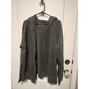 Goodfellow Mens Zip Up Gray Hoodie XXL 100% Cotton Grunge Stone Washed Gray